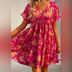 Floral Pink and Yellow Dress